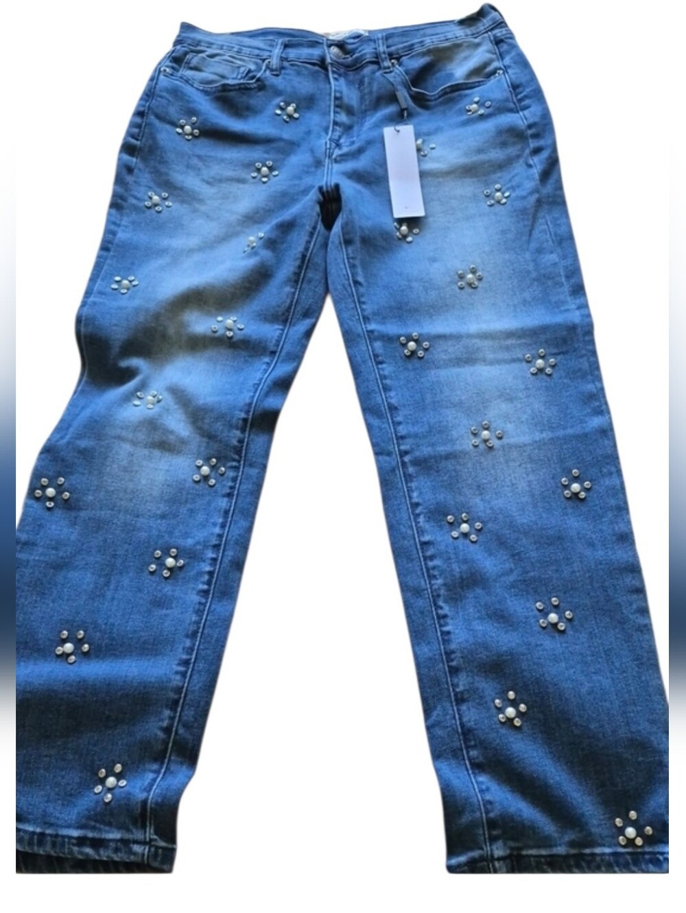 Vigoss Lilith Embellished Mom Straight Jeans High Rise Size 29 New With Tags